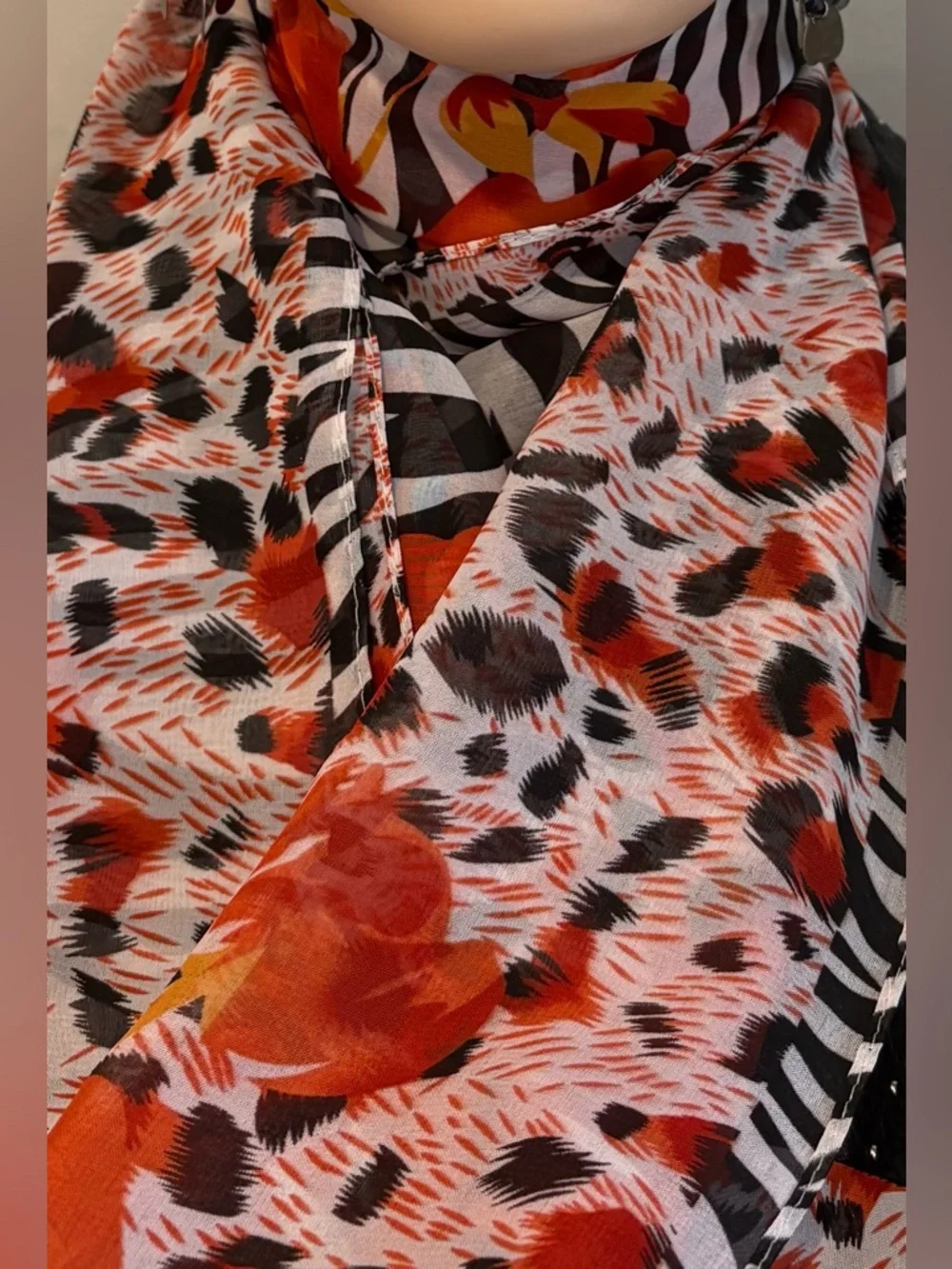 Wild at Heart Mixed Animal & Floral Print Chiffon Scarf - Picture 2 of 12